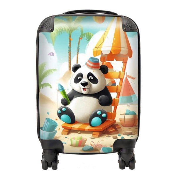 Warren Reed Panda On A Beach Holiday Suitcase