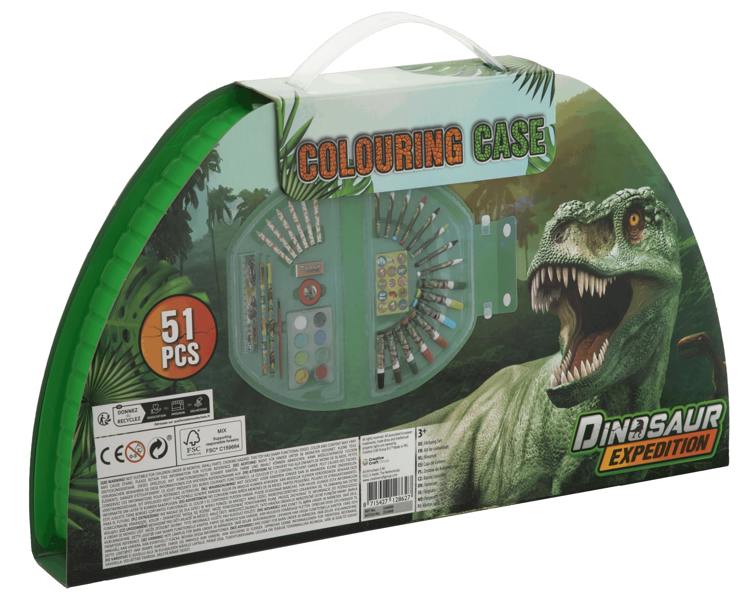 Dino Colouring Case Half Round 51 Pieces