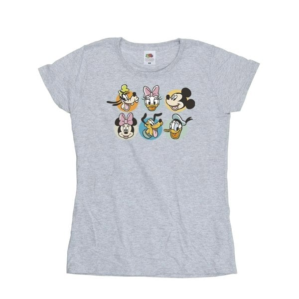 Disney Womens/Ladies Mickey Mouse And Friends Faces Cotton T-Shirt - Sports Grey