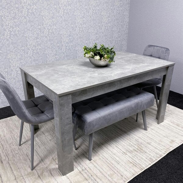 Kosy Koala Grey Wooden Dining Table Set with 2 Grey Chairs and Benches - Dining Kitchen Room Furniture