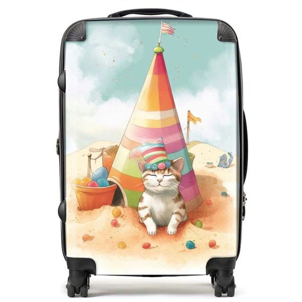 Warren Reed Cat On A Beach Holiday Suitcase