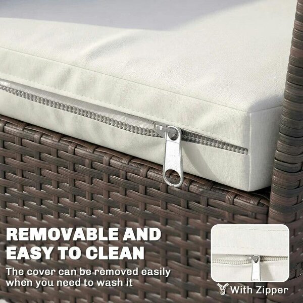 Outdoor Seat Cushion Pads for Rattan Furniture, 3 PCs Garden Furniture Cushions, Cream White