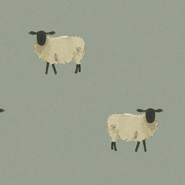 Sophie Allport Sheep Witham Blue Wallpaper