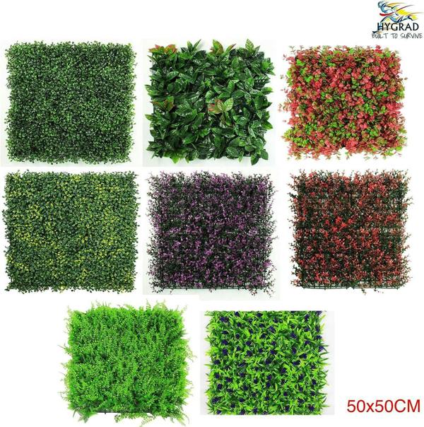 HYGRAD BUILT TO SURVIVE Artificial Boxwood Hedge Panels 50×50cm – Green Wall Screening, Pack of 12 | HYGRAD®