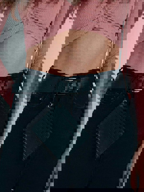 SVNX PU Leather Belt with Dettachable Card Holder