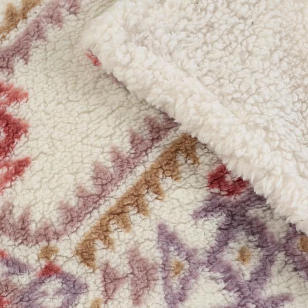 Catherine Lansfield Navajo Fleece Cosy Sherpa Reverse Blanket Throw Natural