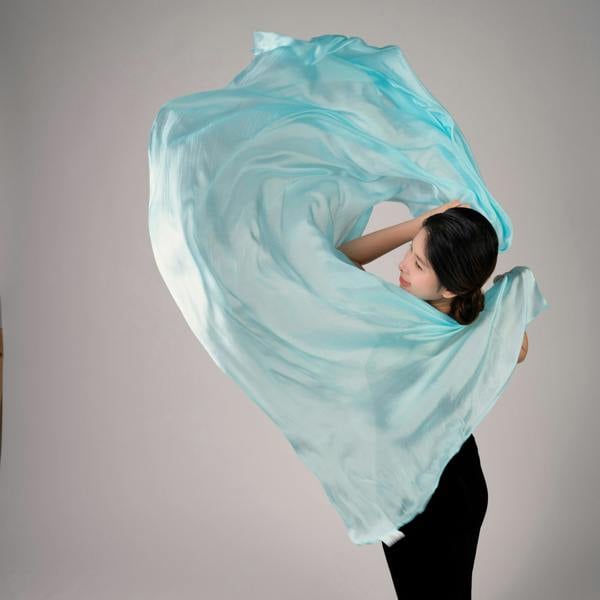 Ice Blue Silk Scarf – Hand-Dyed Mulberry Silk, Bridesmaid & Evening Wrap