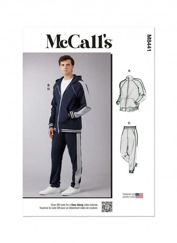 McCalls 8441 Paper Sewing Pattern – Men's Jacket, Hoodie, Trousers & Sportswear, Intermediate