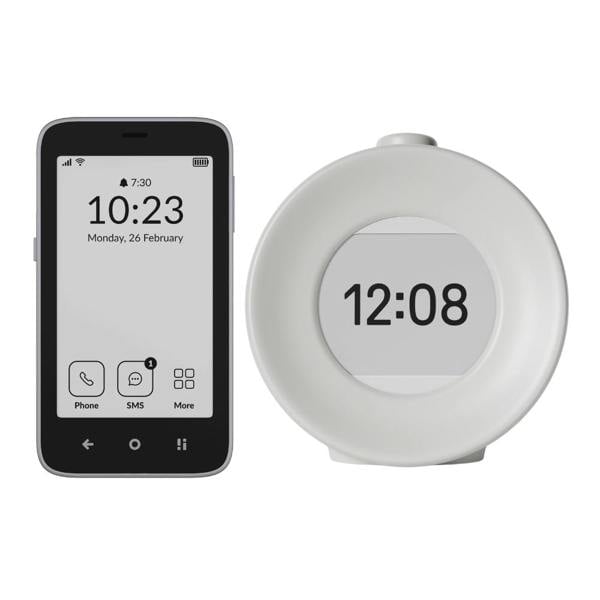 Mudita Kompakt 4G E-Ink Mobile Phone 32GB + Harmony 2 Alarm Clock Pebble Grey Bundle