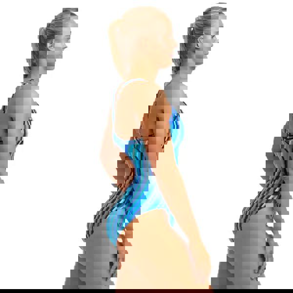 Funkita Lane Lines Diamond Back blue and white striped one-piece swimsuit