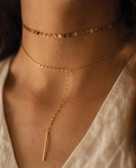 Dainty Gold 14K Disc Choker - Necklaces - Elk & Bloom