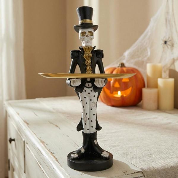 Garden Greatness Eerie Skeleton with Gold Serving Tray