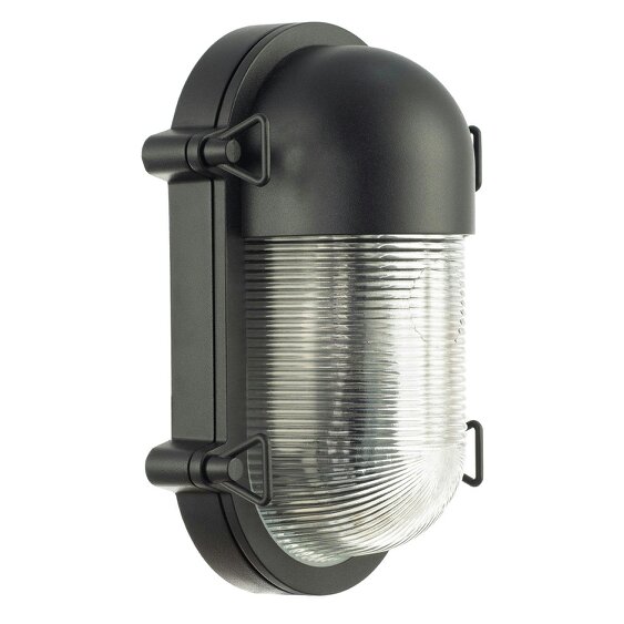 Happy Homewares Stylish Industrial Bulkhead Outdoor Wall Light Fitting in Matte Black