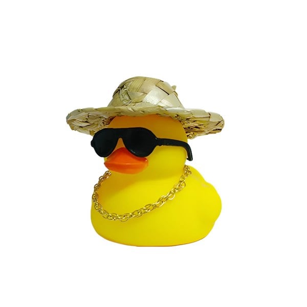 anycoplus Anypack Car Ornaments Yellow Round Glasses with Straw Hat Gold Chain