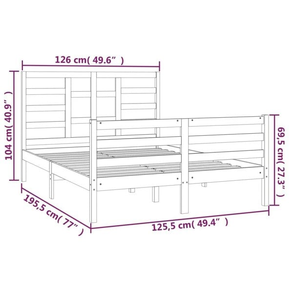 Berkfield Bed Frame Solid Wood 120x190 cm Small Double