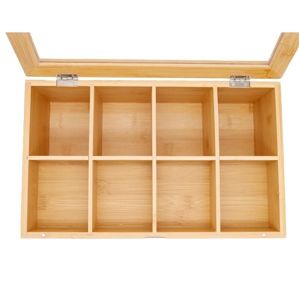 Wooden box with compartments on a white background