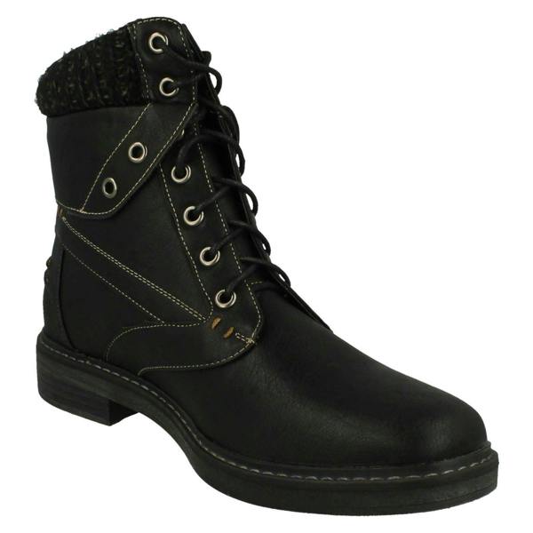 Spot On Ladies Spot On Knitted Cuff Ankle Boots F4447