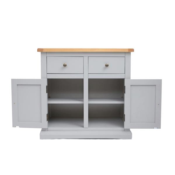 Cabinet Bits Loreo Light Grey 2 Drawer 2 Door Sideboard Brass Knob