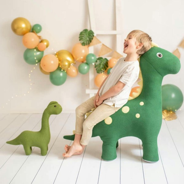 CROCHETTS Set of 2 cotton dinosaur plush toys Dina and Dino (Large + Mini) PLTR14LTM02