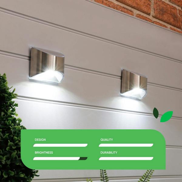 Gardenwize Pack of 2 Solar Fence Lights – Lucent LED Wall Lights