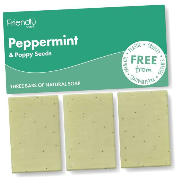 Friendly Soap 3 Pack - Natural Soap - Peppermint & Poppy Seeds