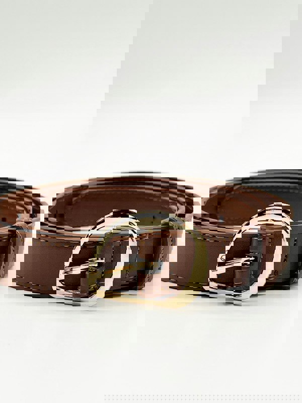 SVNX Irregular Oval Gold Buckle Belt In Brown