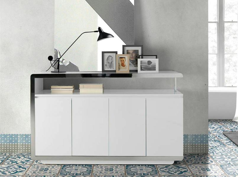 Angel Cerdá Sideboard White Wood and Chromed Steel BASE 3055