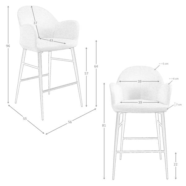 Angel Cerdá Light Grey Fabric Stool 4174