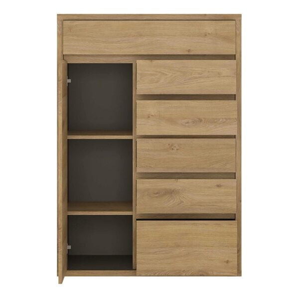 Wyld Haus Athens Natural Oak Wood Effect 1 Door 6 Drawer Storage Chest