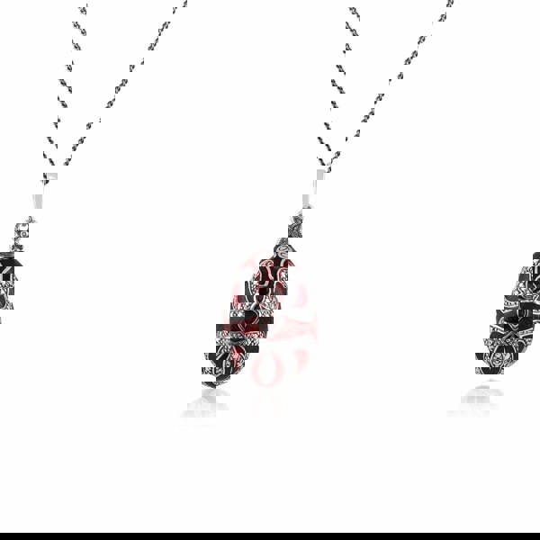 Art Nouveau Style Pear Garnet Egg Style Pendant in 925 Sterling Silver - Gemondo