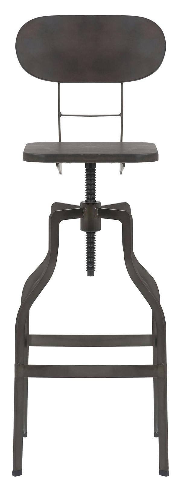 Lamboro Bolzano Single Vintage Kitchen Bar Stool, Steel Legs, Height Adjustable Screw Swivel, Breakfast Bar & Home Barstool, Espresso