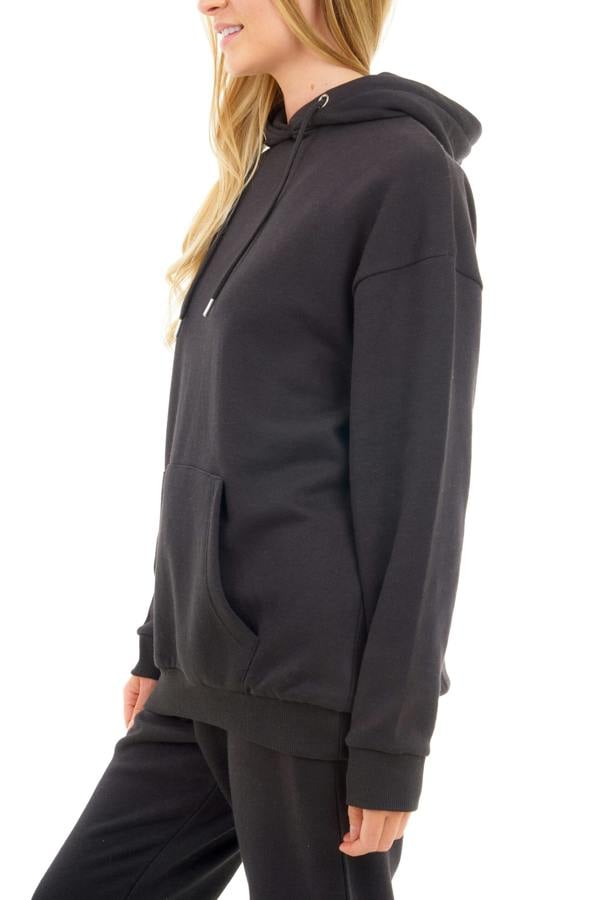 Smart Living Women's Cozy Polycotton Hoodie - Soft Pullover with Pocket - Black
