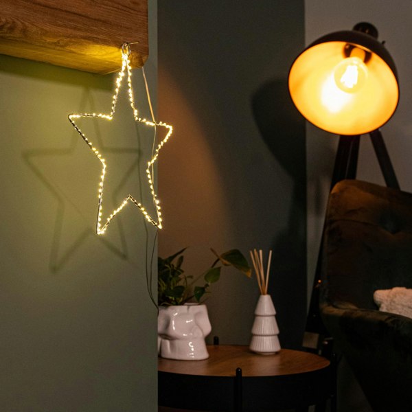 Samuel Alexander 30cm Light up Dewdrop Christmas 2D Star with 120 Warm White LEDs & Timer Function