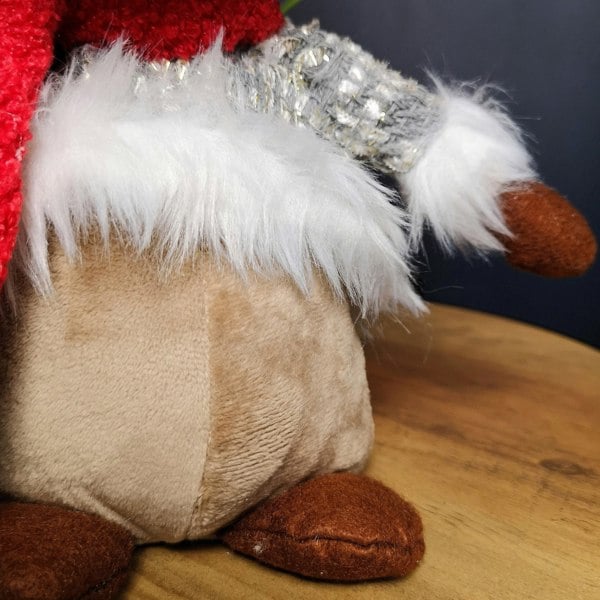Samuel Alexander 38cm Plush Reindeer Christmas Decoration with Hat and Scarf in Grey