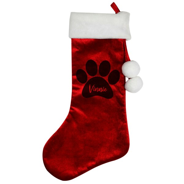 Personalised Memento Company Personalised Paw Print Red Stocking