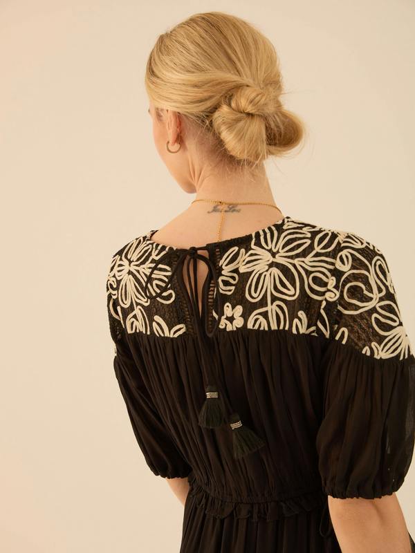 Rose & Nancy Rhea Black Lace Maxi Boho Dress