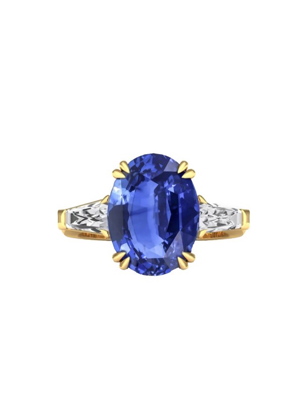 Gemdaia Rare 7ct Blue Sapphire & Diamond Ring