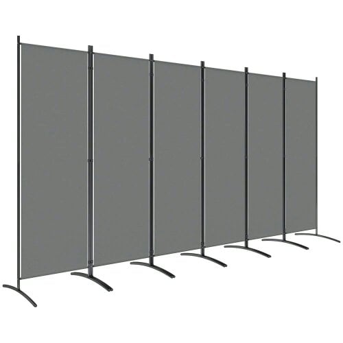 Bobobiy 6 Panel Folding Room Divider Foldable Freestanding Garden Privacy Screen, 332 x 172 cm, Dark Grey