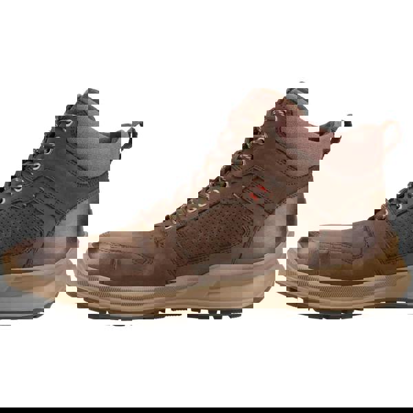 Hush Puppies Arnie Ankle Lace Up Leather Boots, brown leather ankle boots with lace-up closure and cushioned collar, designed for casual and outdoor wear.