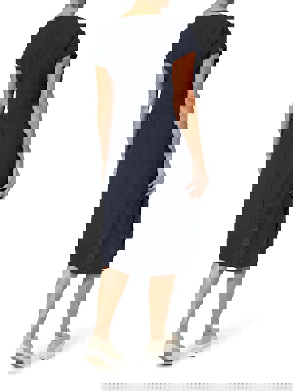 PennyPlain Cap Sleeve Linen Dress - Navy