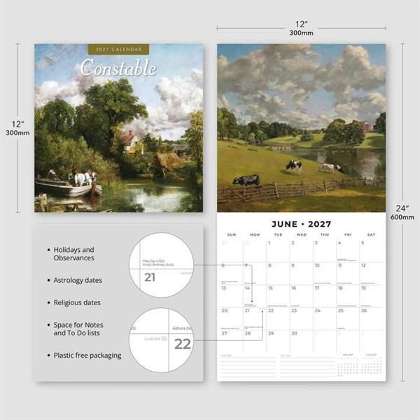 Constable Calendar 2027, Wall Calendars, Month To View, Art, Gift