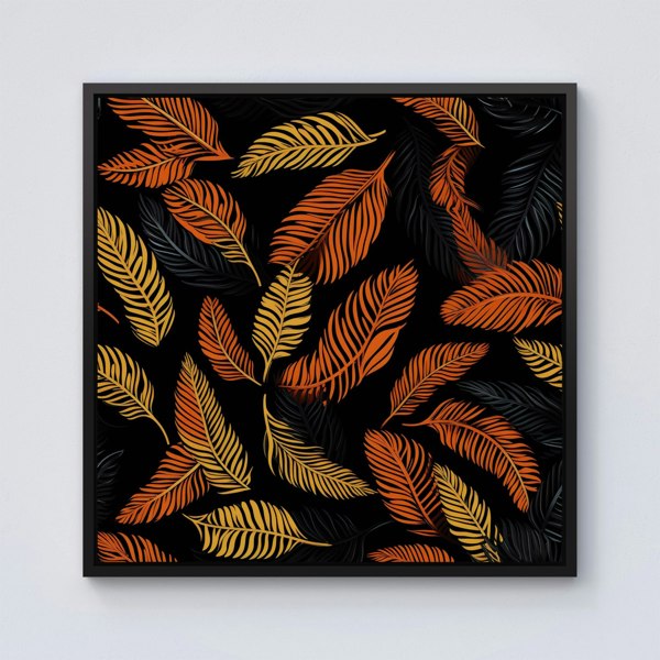 Warren Reed Orange Feather Leaves Framed Canvas