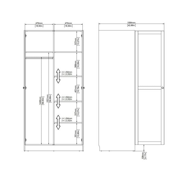 Furniture To Go Brande Wardrobe with 2 Frame Doors in Cashmere