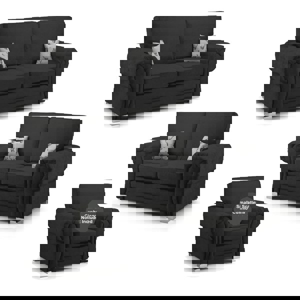 Furnishings For Less Milan Chesterfield Fabric 3 Piece Sofa Suite - Full Back