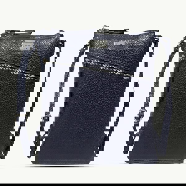 Assots London 'ROSY' Navy Pebble Grain Soft Real Leather Crossbody Bag