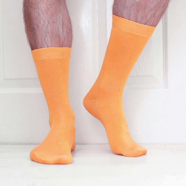 Jemsox Luxury Socks Multipack 3 Pairs / 5-Pairs Orange Plain Colour Men's Crew Socks Size 7-12