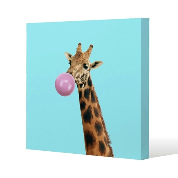 Benjamin Tate Design bubble gum on color background Slim Style Canvas Print  90x90cm , 15mm Slim Real wood.