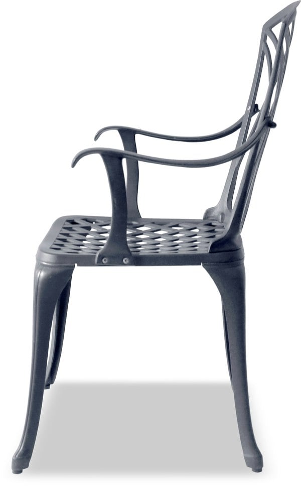 Centurion Supports OSHOWA Luxurious Garden and Patio Table and 2 Large Chairs with Armrests Cast Aluminium Bistro Set Grey
