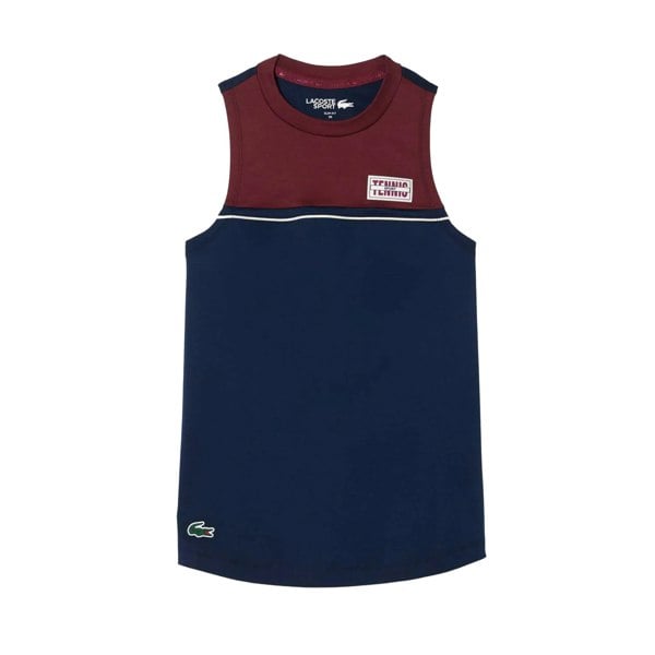 Lacoste Womens/Ladies Contrast Stretch Sport T-Shirt - Navy/Burgundy