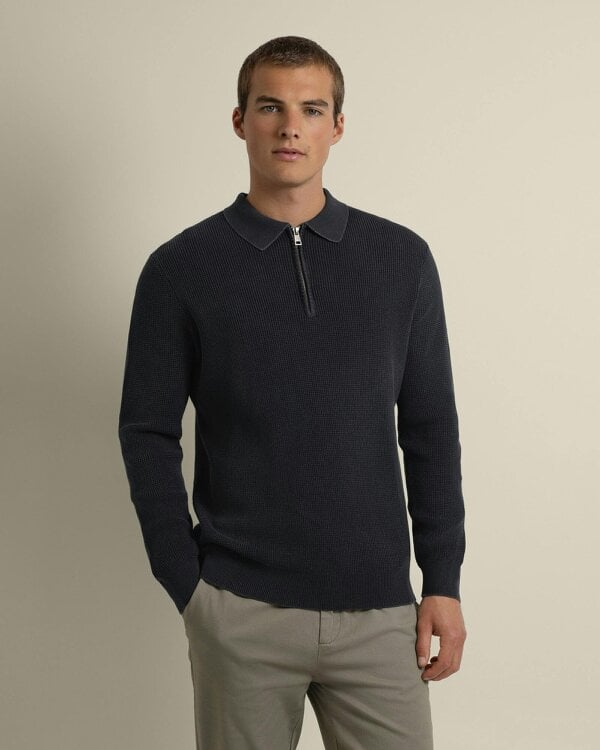 Larsson & Co Gaerum - Vintage Wash Long Sleeve Polo Shirt
